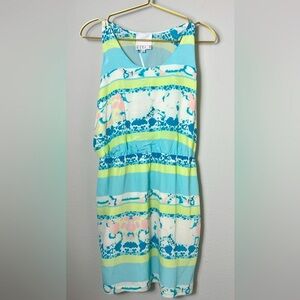 EUC ADDISON Silk Sleeveless Cut Out Back Dress In Pastel Watercolor Print, Sz M